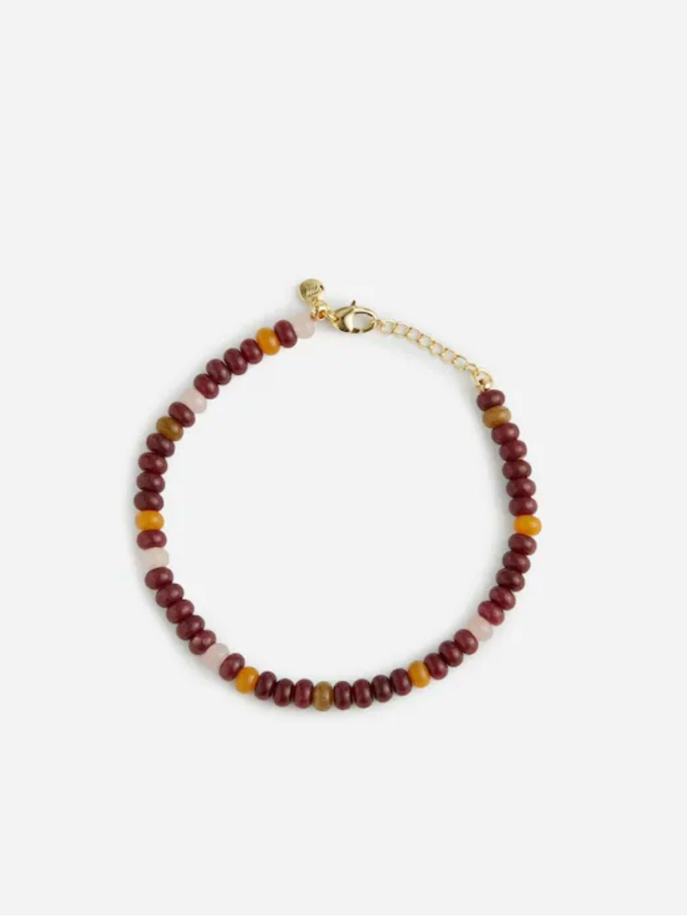 Madewell Burgundy Semi-Precious Stone Beaded Anklet with Gold Accents